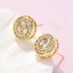 Brass Micro Pave Clear Cubic Zirconia Stud Earrings