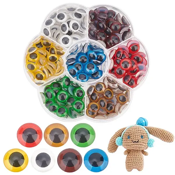 210Pcs 7 Colors Plastic Craft Eyes