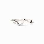 Wave Shaped 925 Sterling Silver Micro Pave Clear Cubic Zirconia Finger Rings