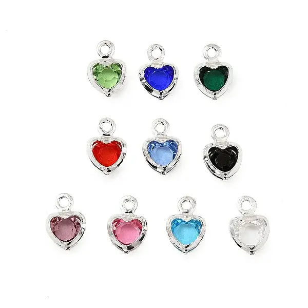 Heart Brass Glass Charms