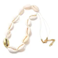 304 Stainless Steel & Natural Cowrie Shell Beaded Necklaces for Women