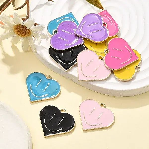 12Pcs 6 Colors Alloy Enamel Pendants