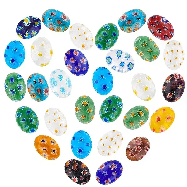 30Pcs Handmade Millefiori Lampwork Cabochons