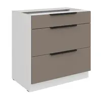 Spodní skříňka Aria 80 D 3S BB - Premium Box Barva korpusu: Bílá, Barva dvířek: TA - Sandgrau AFM