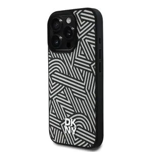 Zadní kryt DKNY PU Leather Crosswalk Pattern Magsafe pro Apple iPhone 16 Pro, ivory