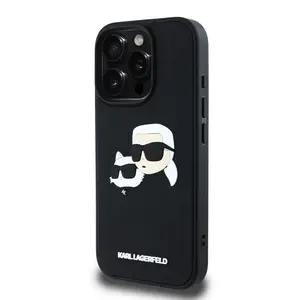 Zadní kryt Karl Lagerfeld 3D Rubber Double Heads pro Apple iPhone 16 Pro, černá