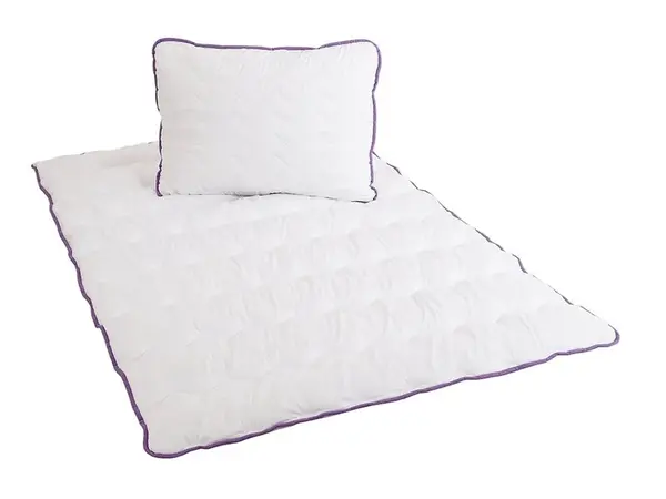 Celoroční přikrývka prošívaná 140x200 cm s polštářem STELLA LAVENDER 70x90 cm, bílá