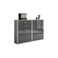 MID.YOU SKŘÍŇ NA ŠANONY, šedá, vysoce lesklá antracitová, 168,8/113,6/33 cm