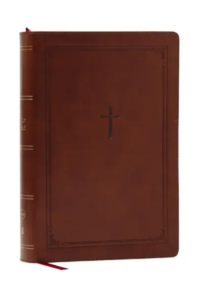NKJV Giant Print End-of-Verse Reference Bible, Brown Leathersoft, Red Letter, Comfort Print - Thomas Nelson