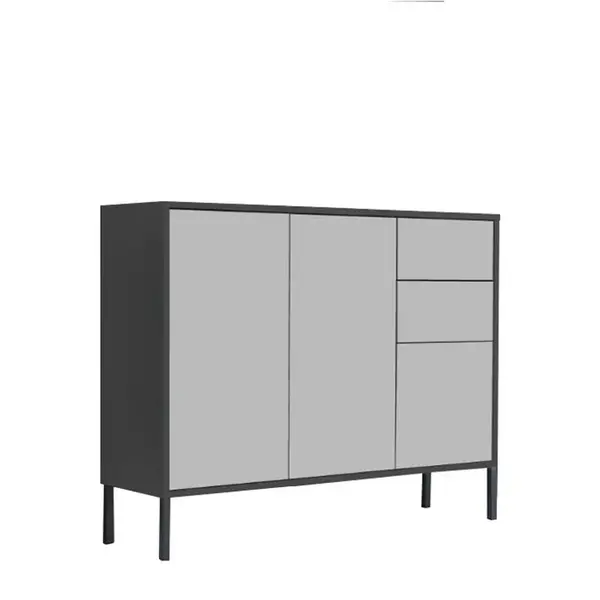 MID.YOU KOMODA, antracitová, bílá, 105,5/86/33 cm