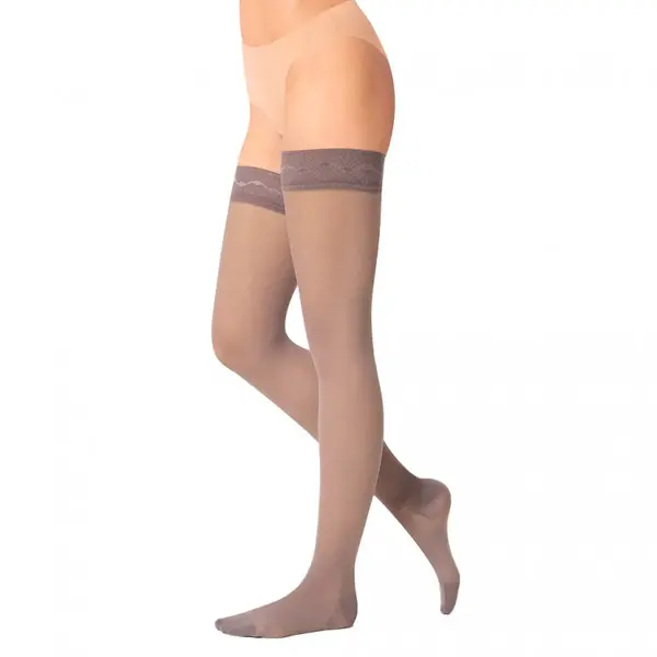 MAXIS RELAX PREMIUM Stehenní kompresní punčochy s krajkou vel. XL purple rain