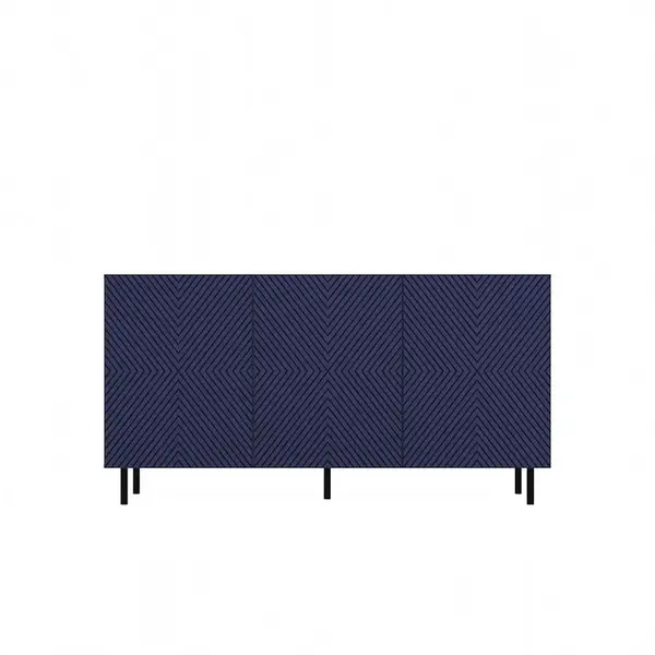 Komoda Kama 3 čtvercové dveře artisan/tmavě modrá