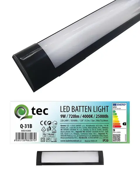 Lineárne svietidlo BATTEN LED čierne 9W Q-31B