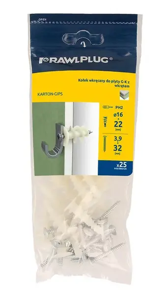 Hmoždinka do sadrokartónových stien so skrutkou 14x22 mm