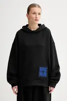 Mikina MMC STUDIO dámská, černá barva, s kapucí, s aplikací, VERITE.HOODIE