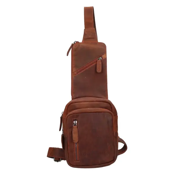 Pánska kožená taška cez rameno Greenwood Danes - hnedá