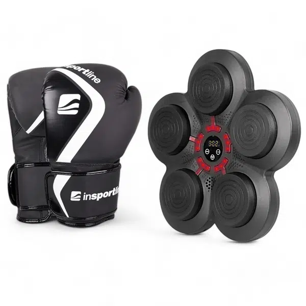 Nástěnný terč inSPORTline Smartpunch + boxerské rukavice Shormag černá 8oz