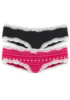 LASCANA Nohavičky  krvavo červená / čierna / biela