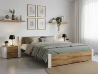 Posteľ IKAROS 160 x 200 cm, dub artisan/biela Rošt: S latkovým roštom, Matrac: Matrac COCO MAXI 20 cm