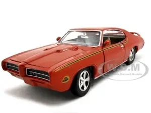 1969 Pontiac GTO Judge Orange with Stripes 1/24 Diecast Model Car by Motormax