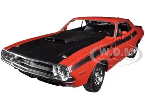 1970 Dodge Challenger T/A Orange with Black Hood and Black Stripes "NEX Models" 1/24 Diecast Model Car by Welly