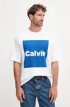 Bavlněné tričko Calvin Klein Jeans pánské, bílá barva, s potiskem, LV04RD813G