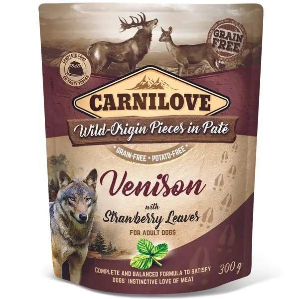 Carnilove Dog Pouch Paté Venison with Strawberry Leaves 300 g