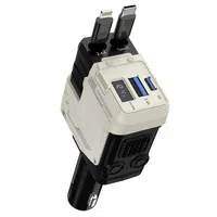 A1 66W 4 in 1 Car Phone Charger with Retractable Cable 180Â° Free Adjustment USB/Type-C Dual Interface & PD Fast Charge - White