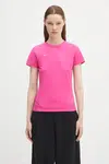 Tričko Pangaia Cotton-Stretch T-shirt dámské, růžová barva, 10002430