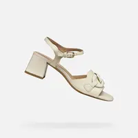 Cream women's sandals Geox New Eraklia 50 T - Women's