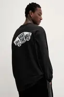 Bavlněné tričko s dlouhým rukávem Vans černá barva, s potiskem, VN000R7AY281