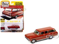 1963 Chevrolet II Nova 400 Wagon Riverside Red "Vintage Muscle" Series 1/64 Diecast Model Car by Auto World