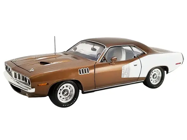 1971 Plymouth Barracuda Tahitian Walnut Metallic and White Limited Edition to 402 pieces Worldwide 1/18 Diecast Model Car by ACME