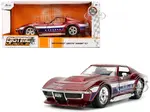 1969 Chevrolet Corvette Stingray ZL1 Red Metallic with Stars and Stripes Graphics "Bigtime Muscle" Series 1/24 Diecast Model Car by Jada