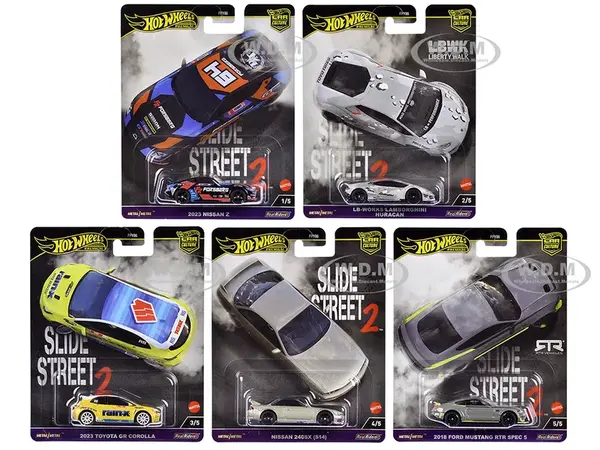 "Slide Street 2" 5 piece Set "Car Culture" 2024 Series H Diecast Model Cars by Hot Wheels