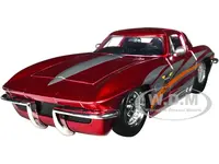 1963 Chevrolet Corvette Stingray Red Metallic with Silver Graphics "Bigtime Muscle" Series 1/24 Diecast Model Car by Jada