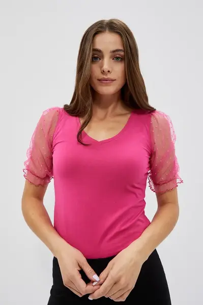 Marisse Short Blouse L-Ts-4000 Pink/Blue