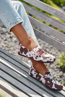 Boto Loafery Mokasíny Ženské Ploché S Hladkými Vloženými Hnedo-Biele Soreline