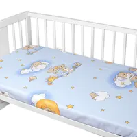 Baby Nellys Prostěradlo do postýlky 140x70cm, bavlna Premium, Medvídek na žebříku, modré