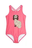 Jednodílné dětské plavky Mini Rodini Dashing dog růžová barva, 1100006428