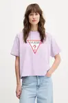 Bavlněné tričko Guess Jeans fialová barva, W4YI73 K8HM0