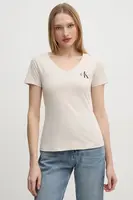 Bavlněné tričko Calvin Klein Jeans 2-pack béžová barva, J20J223447