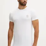 Bavlněné tričko Versace bílá barva, s potiskem, AUU01005 1A10011
