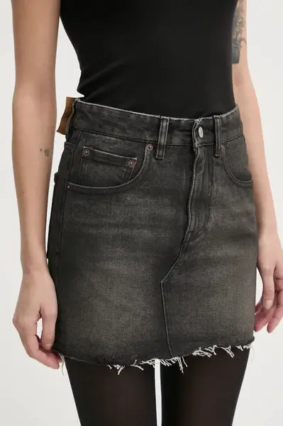 Džínová sukně MM6 Maison Margiela šedá barva, mini, pouzdrová, S62ME0011.S30848