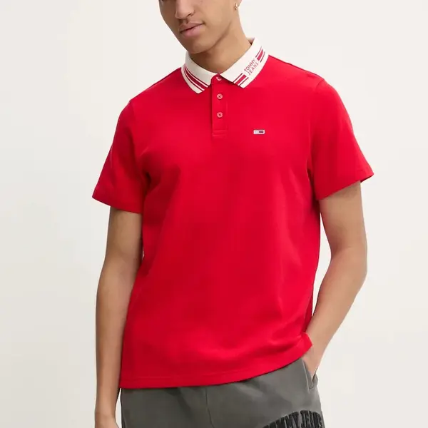 Polo tričko Tommy Jeans červená barva, DM0DM20225