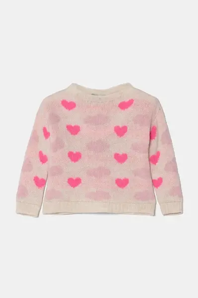 Dětský svetr s příměsí vlny United Colors of Benetton béžová barva, hřejivý, 106QH102H