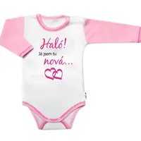 Baby Nellys Body dl. rukáv s vtipným textem, Haló! Já jsem tu nová, vel. 74