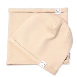 Baby Nellys Čepice s nákrčníkem bavlna, Little Bear,cappuccino