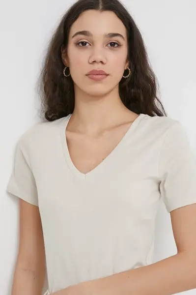 Bavlněné tričko United Colors of Benetton béžová barva