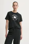 Bavlněné tričko Converse černá barva, 10027077-A02